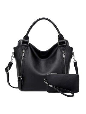 Vegan Leather Hobo Bags for Women 2 Piece Set Crossbody Shoulder Purse